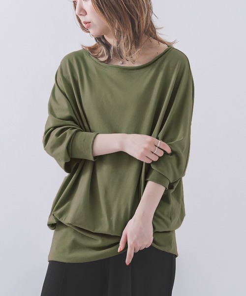 n'OrLABEL（ノアールレーベル）の「『リラックスドルマンカットソー』（Tシャツ/カットソー・レディース・ブラック/グレー/グリーン/カーキ/グリーン系その他/ブルー/ネイビー/ブルー系その他/スモークピンク/ピンク系その他/ワイン/チャコールグレー/オフホワイト/グレイッシュベージュ/ブラック系その他/チャコール/ホワイト/モカ・FREE）」の11枚目の写真