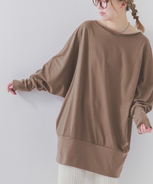 n'OrLABEL（ノアールレーベル）の「『リラックスドルマンカットソー』（Tシャツ/カットソー・レディース・ブラック/グレー/グリーン/カーキ/グリーン系その他/ブルー/ネイビー/ブルー系その他/スモークピンク/ピンク系その他/ワイン/チャコールグレー/オフホワイト/グレイッシュベージュ/ブラック系その他/チャコール/ホワイト/モカ・FREE）」の9枚目の写真