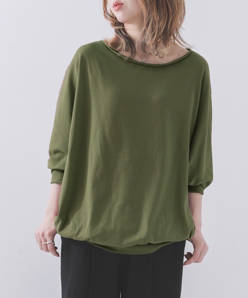 n'OrLABEL（ノアールレーベル）の「『リラックスドルマンカットソー』（Tシャツ/カットソー・レディース・ブラック/グレー/グリーン/カーキ/グリーン系その他/ブルー/ネイビー/ブルー系その他/スモークピンク/ピンク系その他/ワイン/チャコールグレー/オフホワイト/グレイッシュベージュ/ブラック系その他/チャコール/ホワイト/モカ・FREE）」の20枚目の写真
