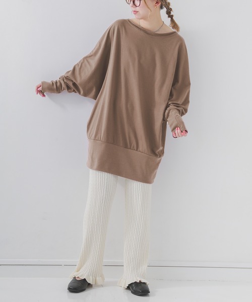 n'OrLABEL（ノアールレーベル）の「『リラックスドルマンカットソー』（Tシャツ/カットソー・レディース・ブラック/グレー/グリーン/カーキ/グリーン系その他/ブルー/ネイビー/ブルー系その他/スモークピンク/ピンク系その他/ワイン/チャコールグレー/オフホワイト/グレイッシュベージュ/ブラック系その他/チャコール/ホワイト/モカ・FREE）」の21枚目の写真