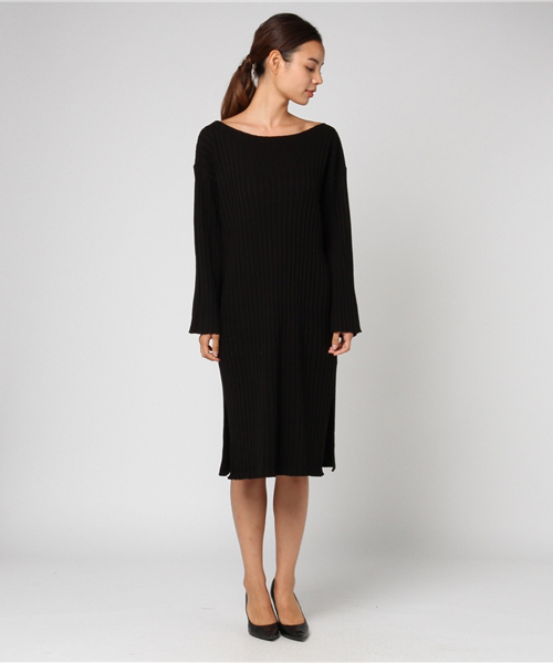 SLY（スライ）の「WIDE NECK RIB MIDI OP（ワンピース・レディース・トップグレー/ベージュ/ブラック・FREE）」の6枚目の写真