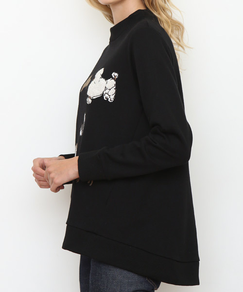 Design Tshirts Store graniph（デザイン　ティーシャツ　ストア　グラニフ）の「アニマルズスウェットチュニック/ドッグウォークザランウェイ（スウェット・レディース・ブラック・FREE）」の3枚目の写真