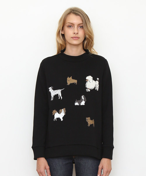 Design Tshirts Store graniph（デザイン　ティーシャツ　ストア　グラニフ）の「アニマルズスウェットチュニック/ドッグウォークザランウェイ（スウェット・レディース・ブラック・FREE）」の9枚目の写真