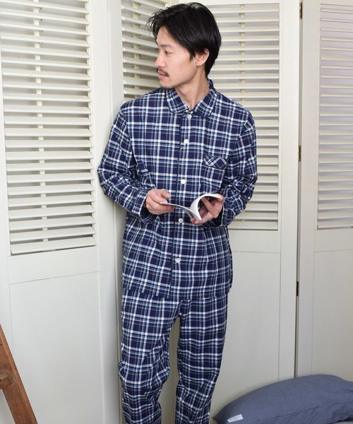SHIPS Days（シップスデイズ）の「SHIPS Days: ミックス チェック パジャマ ◇（ルームウェア/パジャマ・メンズ・ネイビー/ダークブルー・S～Ｍ/M～Ｌ）」の2枚目の写真
