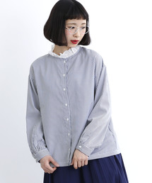 MERLOT | ストライプ柄レース襟ブラウス1223(シャツ/ブラウス)