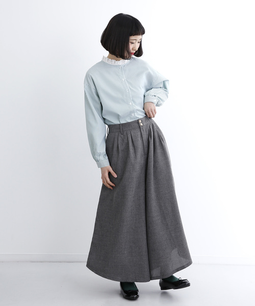 MERLOT（メルロー）の「ストライプ柄レース襟ブラウス1223（シャツ/ブラウス・レディース・ライトブルー/ネイビー/グリーン・FREE）」の8枚目の写真