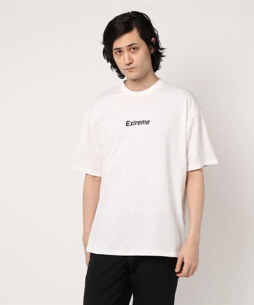 STYLEBLOCK(スタイルブロック)の「後見頃切替ロゴプリントビッグシルエット半袖Tシャツ(Tシャツ/カットソー・メンズ・ブラック/オフホワイト/レッド・L/M)」の1枚目の写真