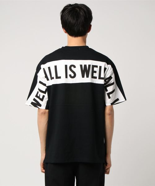 STYLEBLOCK(スタイルブロック)の「後見頃切替ロゴプリントビッグシルエット半袖Tシャツ(Tシャツ/カットソー・メンズ・ブラック/オフホワイト/レッド・L/M)」の5枚目の写真