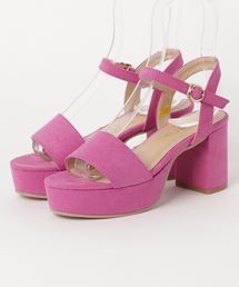 厚底チャンキーヒール アンクルストラップサンダル