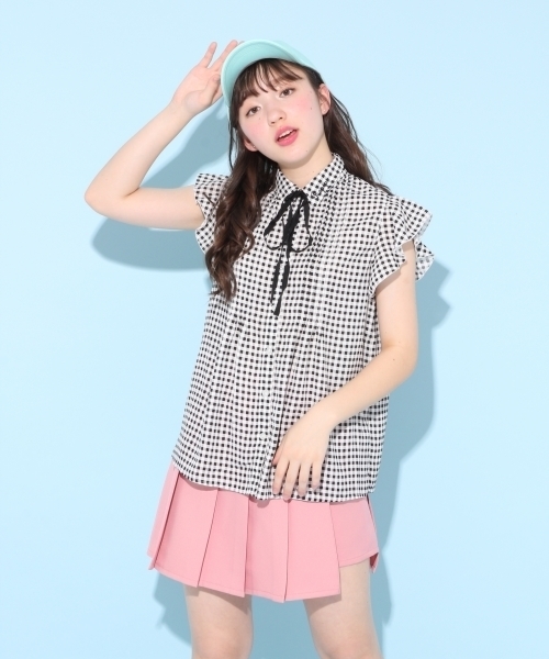 repipi armario（レピピ アルマリオ）の「リボンノースリブラウス２（シャツ/ブラウス・キッズ・ホワイト/イエロー/ダークグレー・LARGE/MEDIUM/SMALL/X-SMALL）」の3枚目の写真