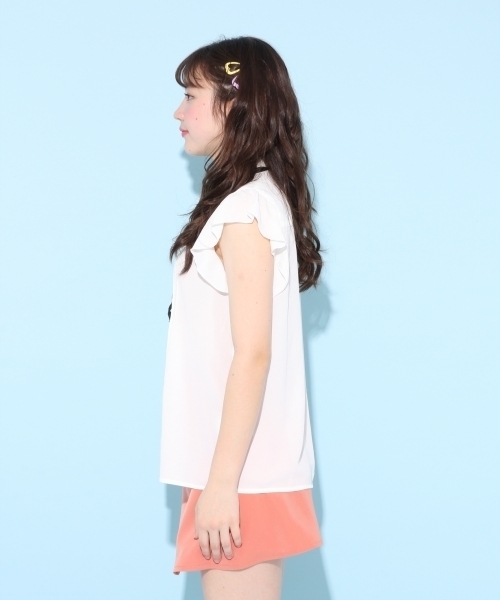 repipi armario（レピピ アルマリオ）の「リボンノースリブラウス２（シャツ/ブラウス・キッズ・ホワイト/イエロー/ダークグレー・LARGE/MEDIUM/SMALL/X-SMALL）」の5枚目の写真