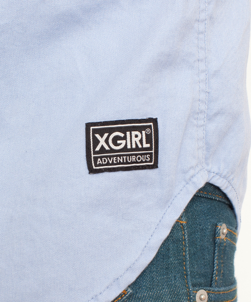 X-girl（エックスガール）の「SWEAT-HOODED SHIRT（シャツ/ブラウス・レディース・ホワイト/インディゴブルー/ネイビー/ピンク/マルチ/レッド・1/2）」の17枚目の写真