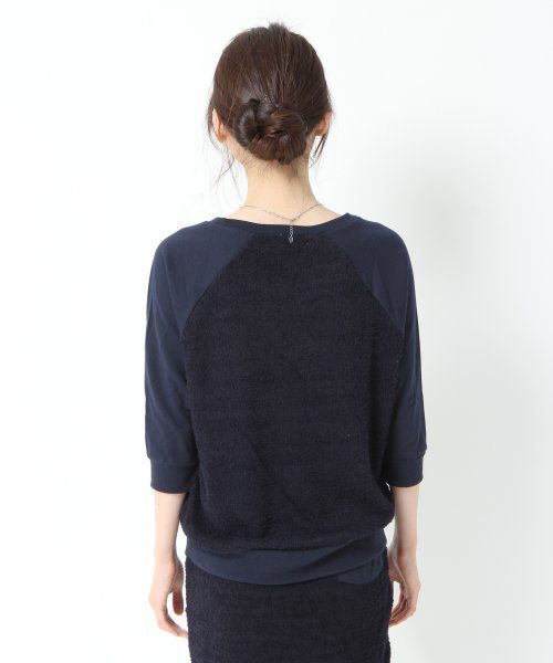 GLOBAL WORK(グローバルワーク)の「【GLOBAL WORK】パイルキリカエプルオーバー7分袖/530476(Tシャツ/カットソー・レディース・ネイビー/グレー・MEDIUM/LARGE)」の4枚目の写真