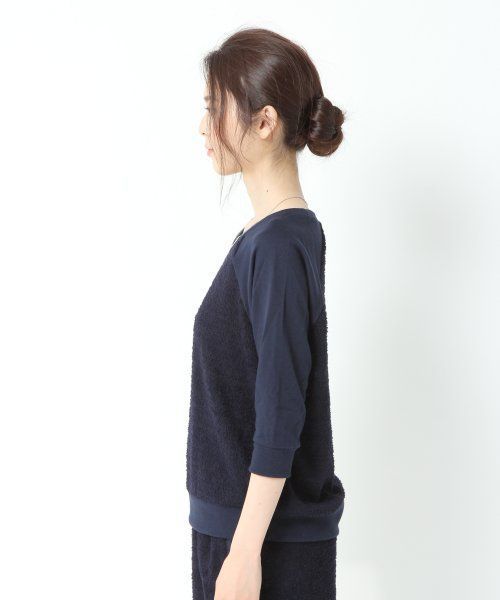 GLOBAL WORK(グローバルワーク)の「【GLOBAL WORK】パイルキリカエプルオーバー7分袖/530476(Tシャツ/カットソー・レディース・ネイビー/グレー・MEDIUM/LARGE)」の3枚目の写真