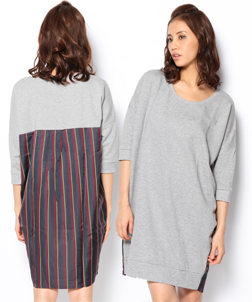 Ray BEAMS(レイビームス)の「□Ray BEAMS / バック レジメンタルストライプ ワンピース(ワンピース・レディース・ライトグレー/チャコールグレー・ONE SIZE)」の1枚目の写真