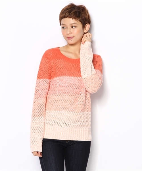 BEAUTY&YOUTH UNITED ARROWS(ビューティーアンドユースユナイテッドアローズ)の「BYBC 7G コットングラデーションボーダーニットプルオーバー ◆(ニット/セーター・レディース・ブラック/オレンジ/ケリー・フリー)」の3枚目の写真