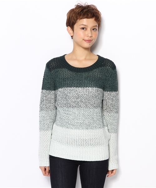 BEAUTY&YOUTH UNITED ARROWS(ビューティーアンドユースユナイテッドアローズ)の「BYBC 7G コットングラデーションボーダーニットプルオーバー ◆(ニット/セーター・レディース・ブラック/オレンジ/ケリー・フリー)」の4枚目の写真