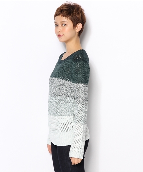 BEAUTY&YOUTH UNITED ARROWS(ビューティーアンドユースユナイテッドアローズ)の「BYBC 7G コットングラデーションボーダーニットプルオーバー ◆(ニット/セーター・レディース・ブラック/オレンジ/ケリー・フリー)」の5枚目の写真