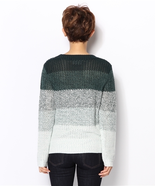 BEAUTY&YOUTH UNITED ARROWS(ビューティーアンドユースユナイテッドアローズ)の「BYBC 7G コットングラデーションボーダーニットプルオーバー ◆(ニット/セーター・レディース・ブラック/オレンジ/ケリー・フリー)」の6枚目の写真