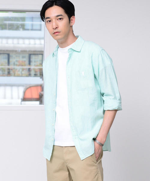 coen（コーエン）の「綿麻ハケメレギュラーカラーシャツ（シャツ/ブラウス・メンズ・ライラック/ネイビー/ケリー・LARGE/SMALL/MEDIUM/X-LARGE）」の18枚目の写真