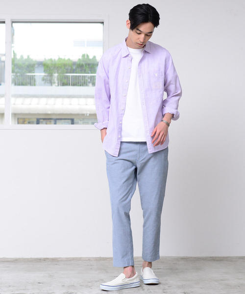 coen（コーエン）の「綿麻ハケメレギュラーカラーシャツ（シャツ/ブラウス・メンズ・ライラック/ネイビー/ケリー・LARGE/SMALL/MEDIUM/X-LARGE）」の20枚目の写真