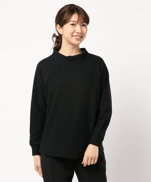 AMERICAN HOLIC（アメリカンホリック）の「・ハイネックラグランプルオーバー＊（Tシャツ/カットソー・レディース・キャメル/ブラック/ベージュ系その他/杢グレー・FREE）」の2枚目の写真