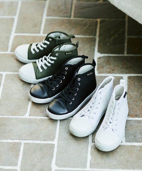 BRANSHES（ブランシェス）の「ハイカットスニーカー14cm-19cm（スニーカー・キッズ・ブラック/オフホワイト/カーキオリーブ・15cm/16cm/17cm/18cm/14cm/19cm）」の3枚目の写真