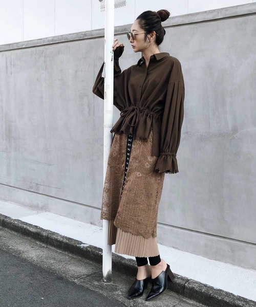 AMERI（アメリ）の「PLEATS KNIT UNDER LACE SKIRT（スカート）」 - WEAR