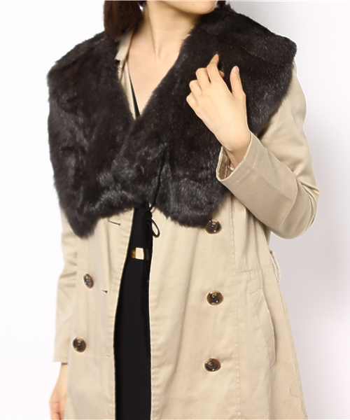 JOURNAL STANDARD（ジャーナルスタンダード）の「【Lea Clement/レア クレマン】ラビットBIGファーストール #（ストール/ショール・レディース・チャコールグレー/ライトグレー・FREE）」の2枚目の写真