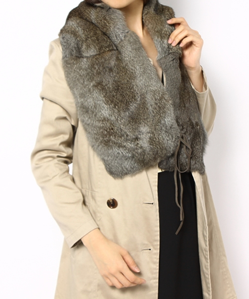 JOURNAL STANDARD（ジャーナルスタンダード）の「【Lea Clement/レア クレマン】ラビットBIGファーストール #（ストール/ショール・レディース・チャコールグレー/ライトグレー・FREE）」の7枚目の写真