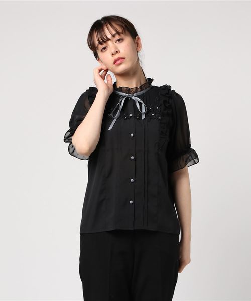 新品未使用✨ アクシーズファム｜クラシカル黒ブラウス フリル映えゴシック女子に 新品未使用✨ アクシーズファム｜クラシカル黒ブラウス フリル