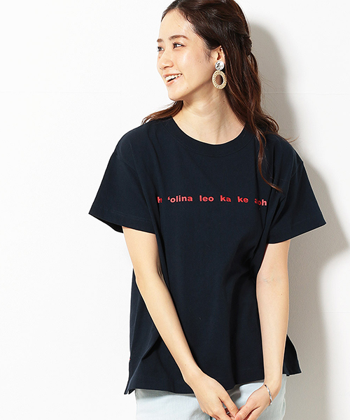 Purple&Yellow(パープルアンドイエロー)の「ロゴプリント オーバーサイズ Tシャツ(Tシャツ/カットソー・レディース・ネイビー/アイボリー/ライトピンク・SMALL/MEDIUM)」の4枚目の写真