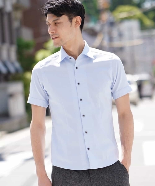 MICHEL KLEIN HOMME (ミッシェルクランオム)の「シャツ(クールマックス レノクロス)(シャツ/ブラウス・メンズ・ライトブルー/ブラック/ネイビー/ブルーグリーン・46/48/51)」の15枚目の写真