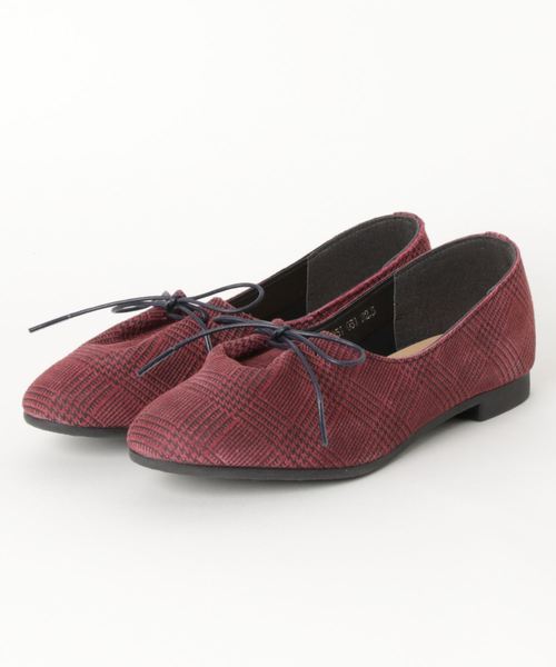 ENあしながおじさん（エンアシナガオジサン）の「〈ENあしながおじさん〉レースアップシューズ（バレエシューズ・レディース・ブロンズ/ブラック系その他/ワインレッド・23.5cm/24.5cm/23.0cm/24.0cm/22.5cm）」の3枚目の写真