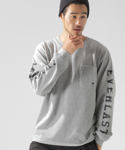 EVERLAST(スポーツ・ライフスタイル)(エバーラスト)の「【EVERLAST(エバーラスト)】別注ソデロゴL/S TEE(Tシャツ/カットソー・メンズ・ホワイト/グレー/ブラック・MEDIUM/LARGE/SMALL)」の7枚目の写真