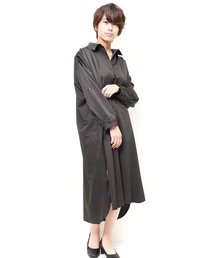 ストレッチサテン　タックデザインシャツＯＰ（ＬＣ）