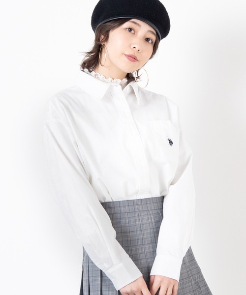 U.S. POLO ASSN.（ユーエスポロアッスン）の「∴WEGO/U.S. POLO ASSN.別注ビッグシルエットシャツ（シャツ/ブラウス・レディース・ベージュ系その他2/ブラック/グリーン系その他2/ホワイト・FREE）」の2枚目の写真