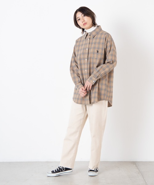 U.S. POLO ASSN.（ユーエスポロアッスン）の「∴WEGO/U.S. POLO ASSN.別注ビッグシルエットシャツ（シャツ/ブラウス・レディース・ベージュ系その他2/ブラック/グリーン系その他2/ホワイト・FREE）」の5枚目の写真