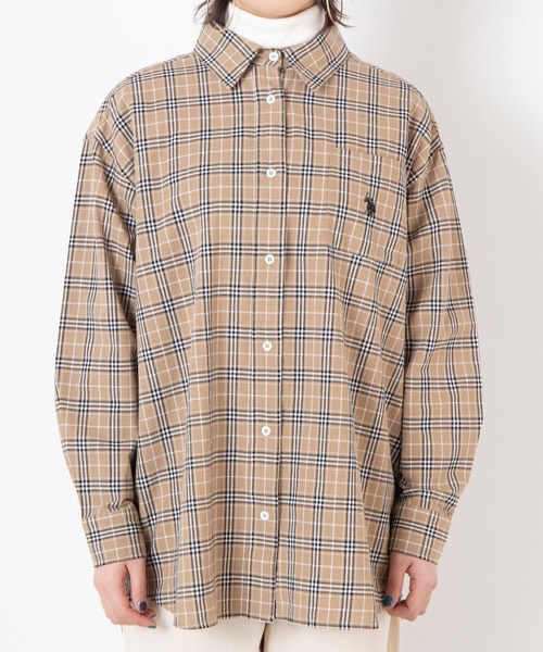 U.S. POLO ASSN.（ユーエスポロアッスン）の「∴WEGO/U.S. POLO ASSN.別注ビッグシルエットシャツ（シャツ/ブラウス・レディース・ベージュ系その他2/ブラック/グリーン系その他2/ホワイト・FREE）」の8枚目の写真