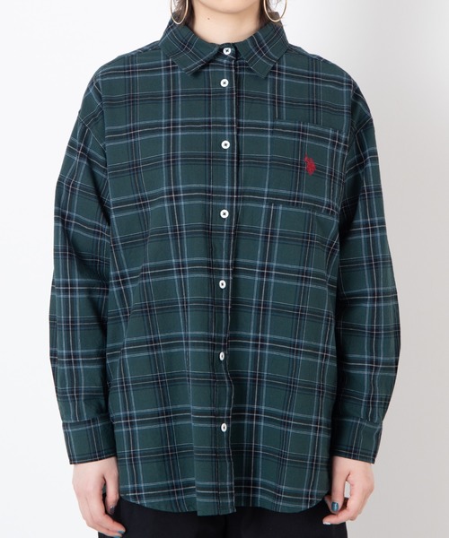 U.S. POLO ASSN.（ユーエスポロアッスン）の「∴WEGO/U.S. POLO ASSN.別注ビッグシルエットシャツ（シャツ/ブラウス・レディース・ベージュ系その他2/ブラック/グリーン系その他2/ホワイト・FREE）」の12枚目の写真