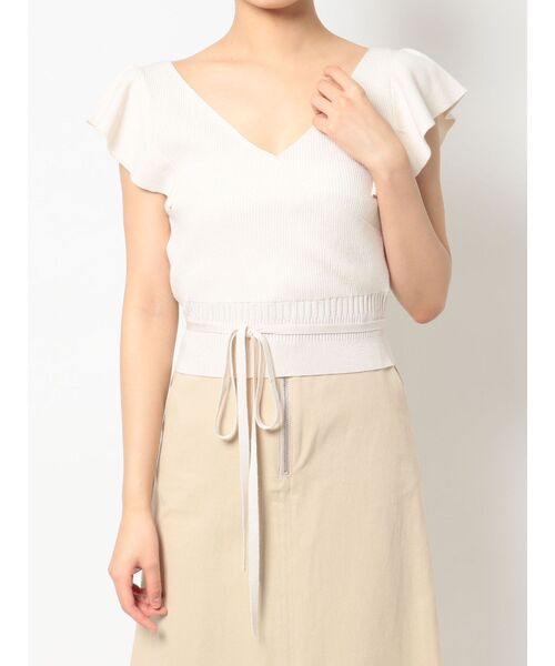 MERCURYDUO（マーキュリーデュオ）の「カシュクールラッフルコンパクトニット（ニット/セーター・レディース・ベージュ/オフホワイト/ブラウン/ピンク・FREE）」の20枚目の写真