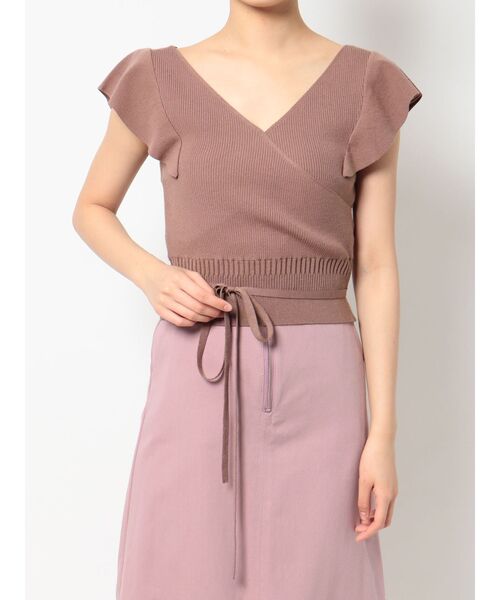 MERCURYDUO（マーキュリーデュオ）の「カシュクールラッフルコンパクトニット（ニット/セーター・レディース・ベージュ/オフホワイト/ブラウン/ピンク・FREE）」の17枚目の写真