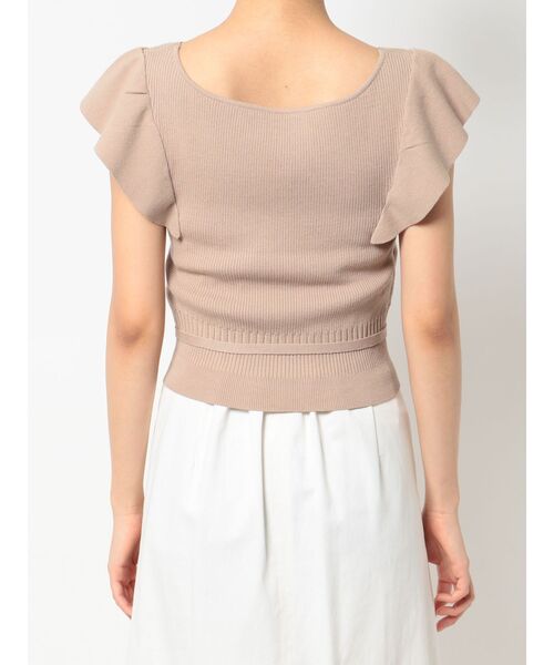 MERCURYDUO（マーキュリーデュオ）の「カシュクールラッフルコンパクトニット（ニット/セーター・レディース・ベージュ/オフホワイト/ブラウン/ピンク・FREE）」の5枚目の写真