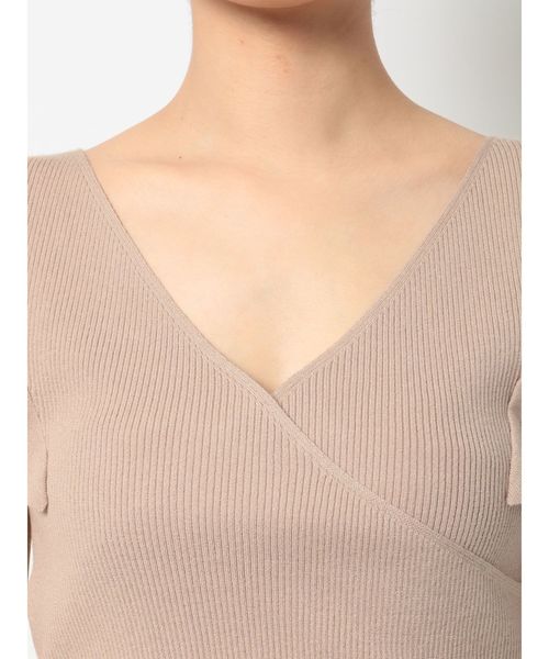 MERCURYDUO（マーキュリーデュオ）の「カシュクールラッフルコンパクトニット（ニット/セーター・レディース・ベージュ/オフホワイト/ブラウン/ピンク・FREE）」の7枚目の写真