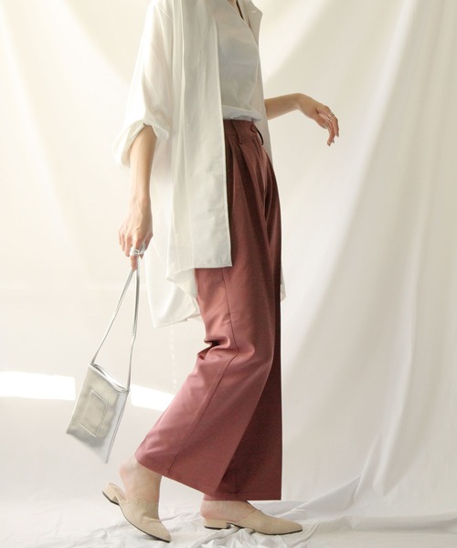 Chillfar（チルファー）の「センタープレスポリトロカラースラックス（スラックス・レディース・ブラック/ダークブラウン/ピンク/ブルー/グリーン/アイボリー/キャメル/ワイン/オレンジ・MEDIUM/LARGE）」の7枚目の写真