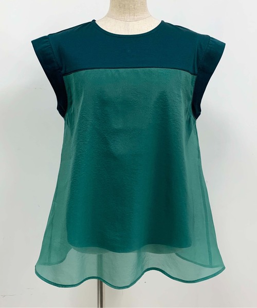 PICCIN（ピッチン）の「ドッキングシアーカットソー（Tシャツ/カットソー・レディース・ブラウン/オフホワイト/グリーン・M）」の7枚目の写真