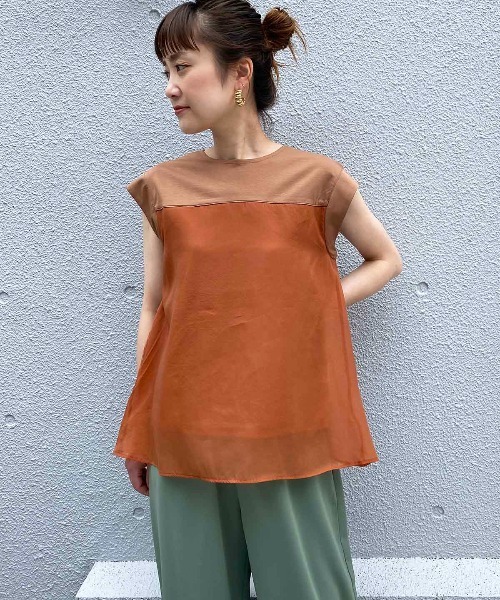 PICCIN（ピッチン）の「ドッキングシアーカットソー（Tシャツ/カットソー・レディース・ブラウン/オフホワイト/グリーン・M）」の21枚目の写真