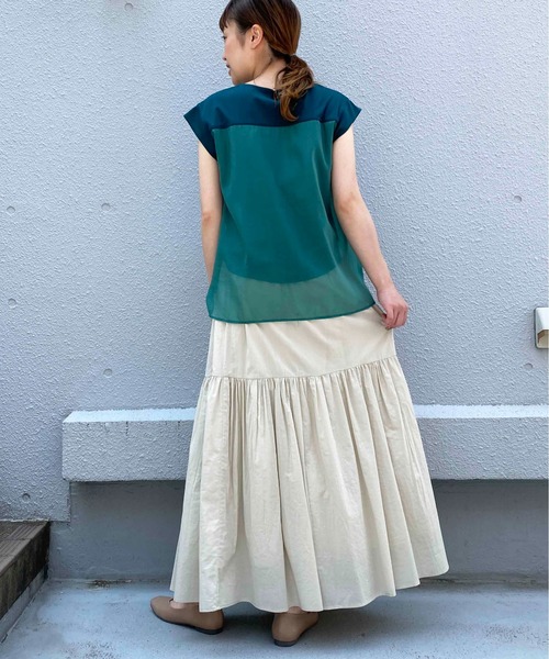 PICCIN（ピッチン）の「ドッキングシアーカットソー（Tシャツ/カットソー・レディース・ブラウン/オフホワイト/グリーン・M）」の20枚目の写真