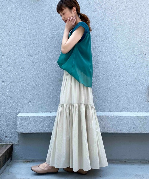 PICCIN（ピッチン）の「ドッキングシアーカットソー（Tシャツ/カットソー・レディース・ブラウン/オフホワイト/グリーン・M）」の19枚目の写真