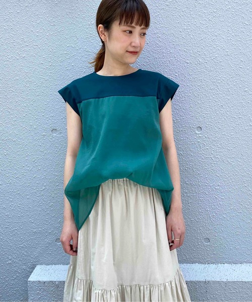 PICCIN（ピッチン）の「ドッキングシアーカットソー（Tシャツ/カットソー・レディース・ブラウン/オフホワイト/グリーン・M）」の16枚目の写真